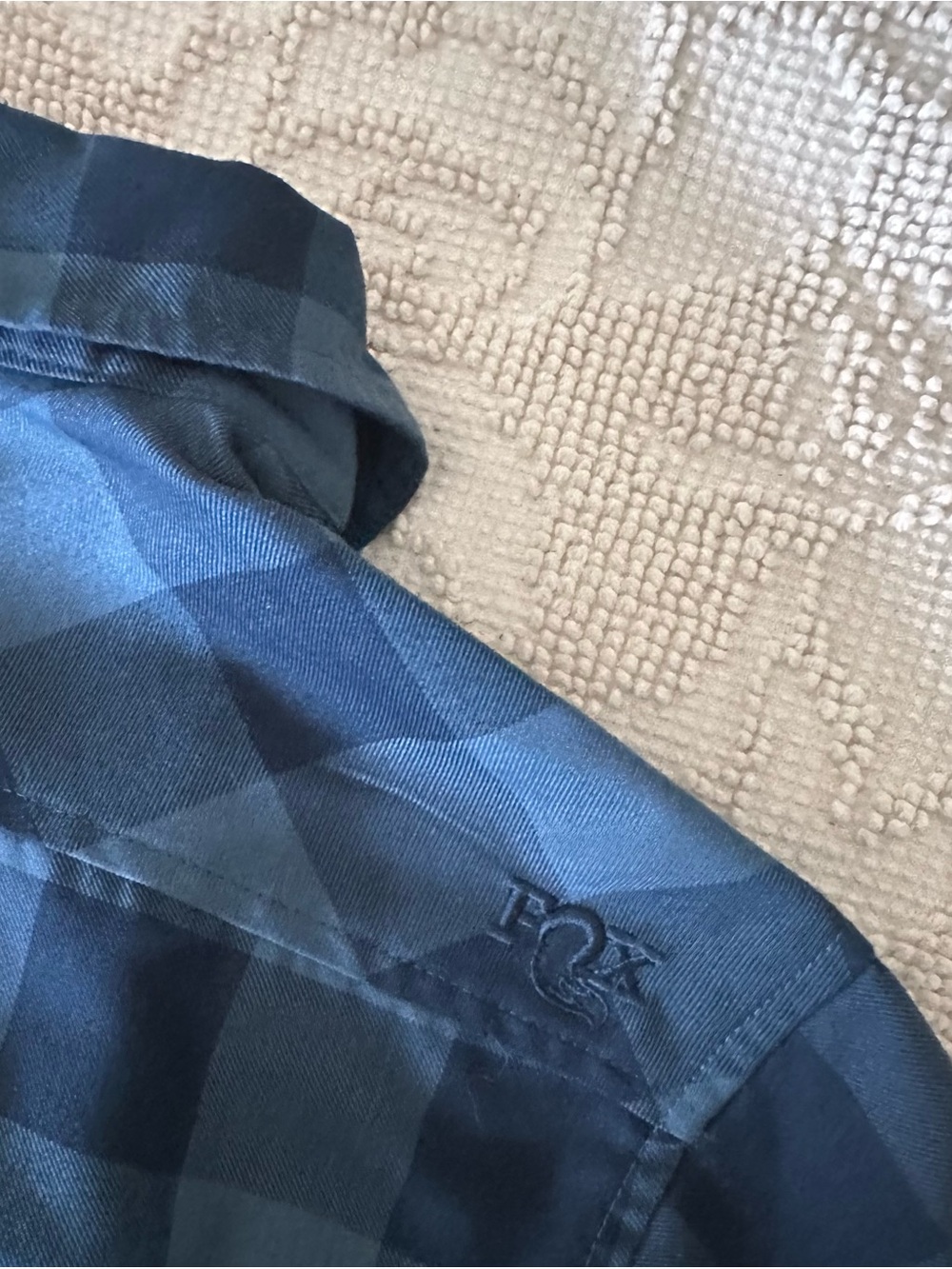 Fox Buffalo Check Slate Blue Snap-Down Everyday Long Sleeve Flannel Shirt-Med - Picture 7 of 9